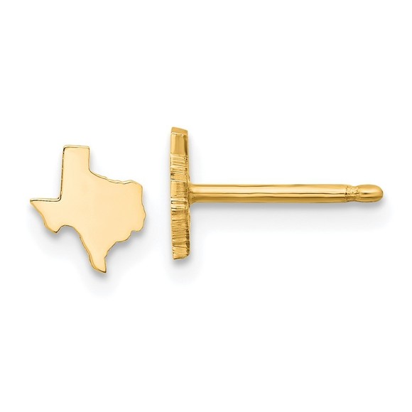 14k Yellow Gold Mini Travel Texas State Post Earrings
